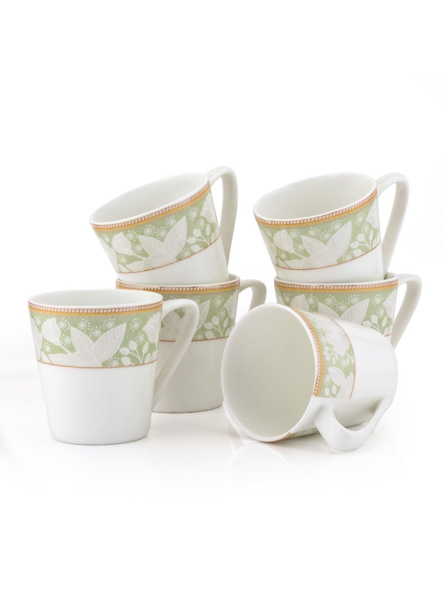 Clay Craft Fine Printed Gold Ceramic Cup & Saucer 180 ml - Set of 12