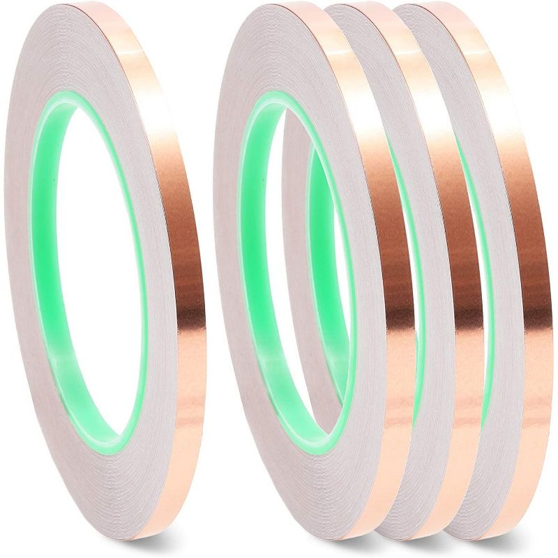 Bright Creations 4 Pack Copper Foil Tape with Conductive Adhesive for Guitar and EMI Shielding, Crafts, Electrical Repairs (1/4", 108ft)