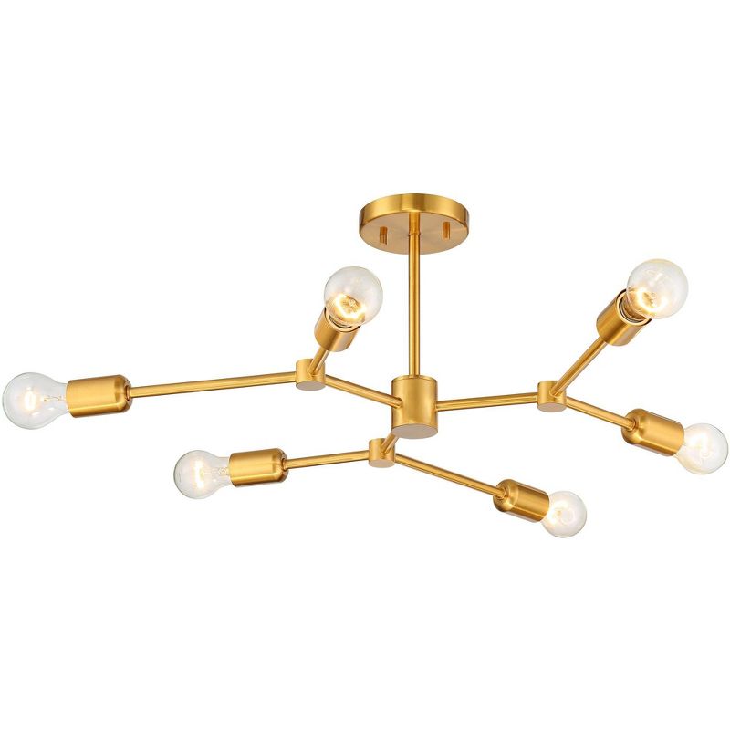 Possini Euro Design Marco 25" Wide Burnished Brass 6-Light Sputnik Ceiling Light