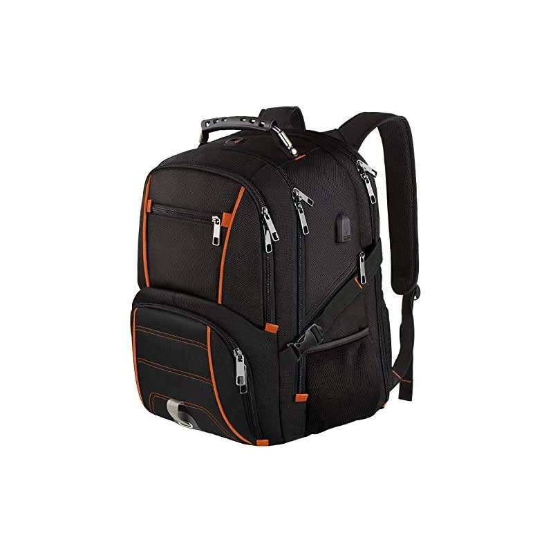 Backpacks for Men Extra Large College School Laptop Bookbags with USB Charging PortRFID TSA Friendly Water Resistant Business Computer Bag with Luggage Sleeve Fit 173 Inch Laptop 45LOrange