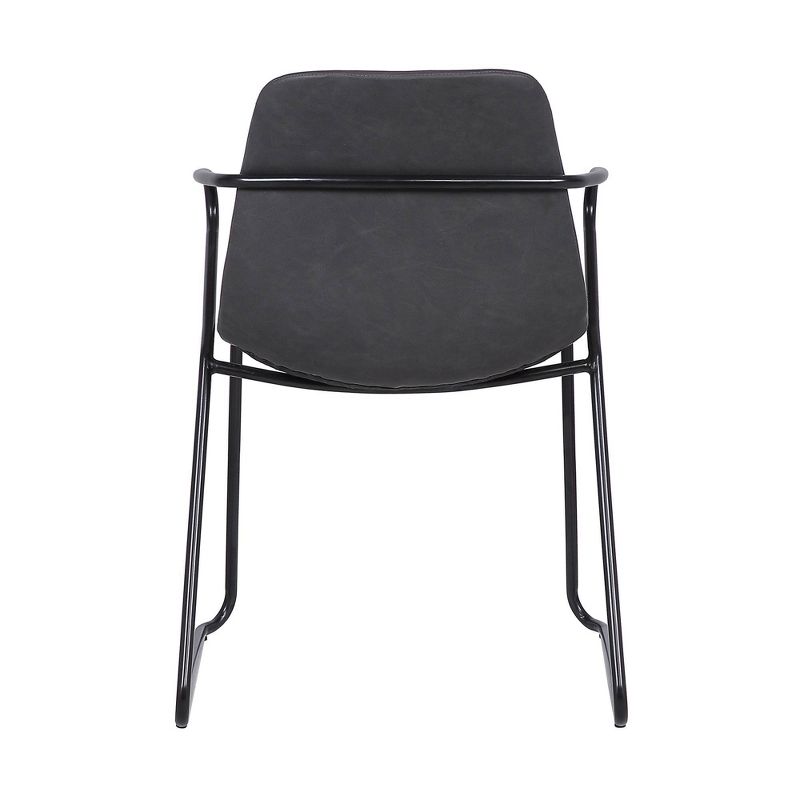 Set of 2 Colton Contemporary Dining Chair Faux Leather Black/Gray - Armen Living