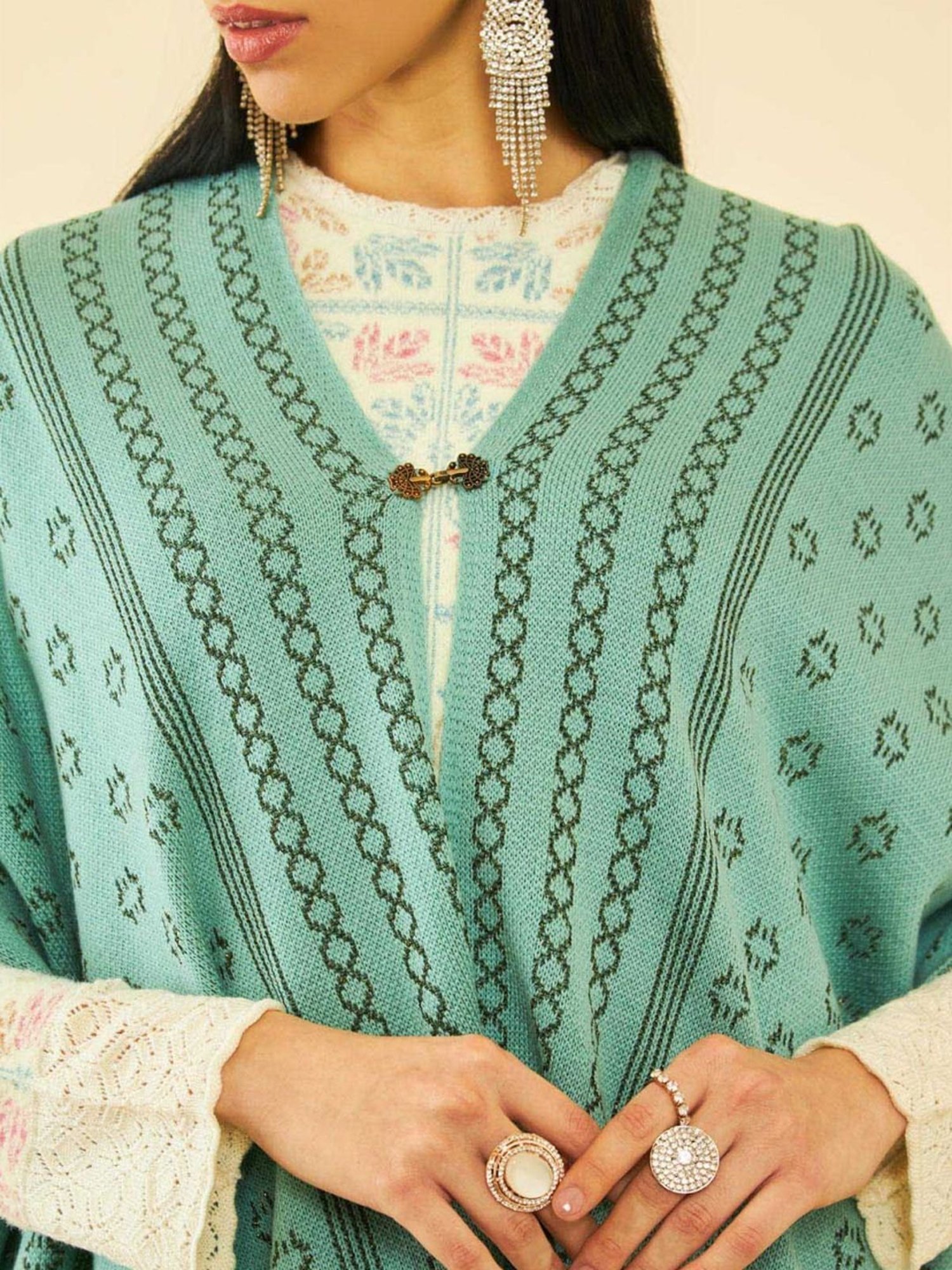 Soch Turquoise Printed Shawl