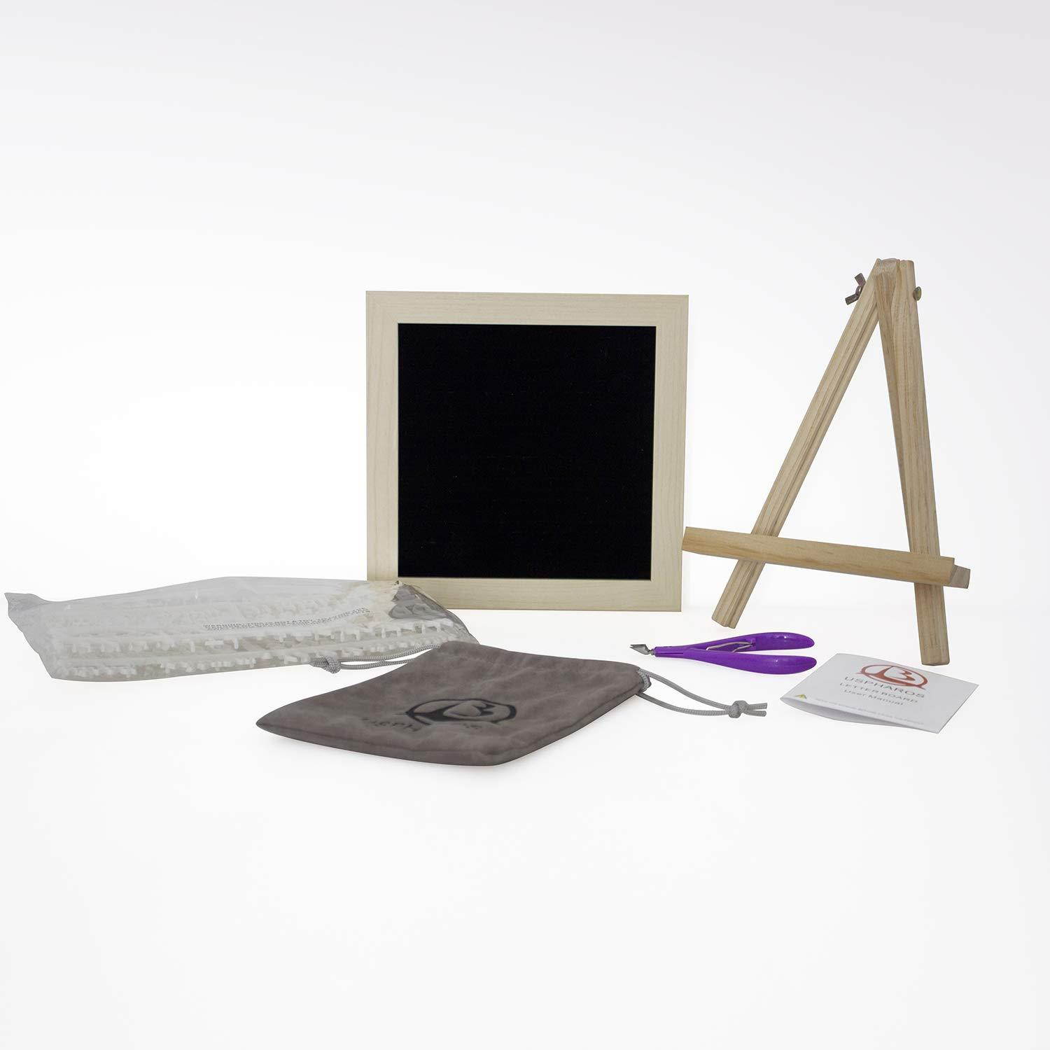 USPHAROS Black Felt Letter Board 8x8 inches - Changeable Wooden Message Boards Include Oak Frame & 183 White Letters - Great for All Occasion (Black, 8"x8")