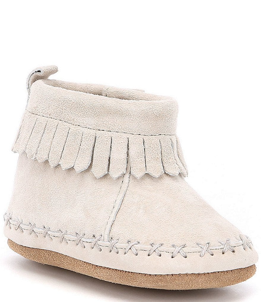 Robeez Suede Fringe Newborn-24 Months Soft Sole Ankle Moccasin Crib Shoes (Infant)