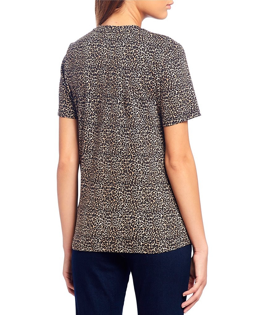 MICHAEL Michael Kors Cheetah Print Cotton Knit Jersey Logo Tee