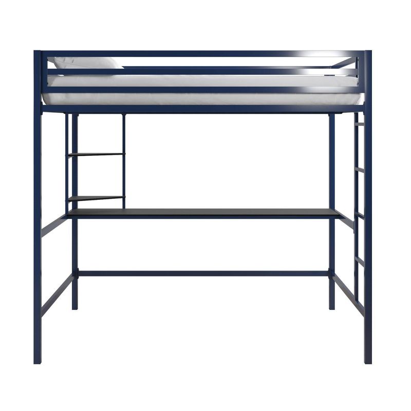 Full Maxwell Metal Loft Bed with Desk & Shelves Navy/Black - Novogratz