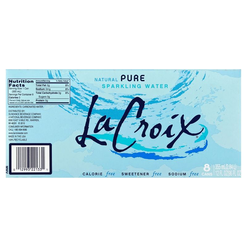 LaCroix Pure Sparkling Water - 8pk/12 fl oz Cans