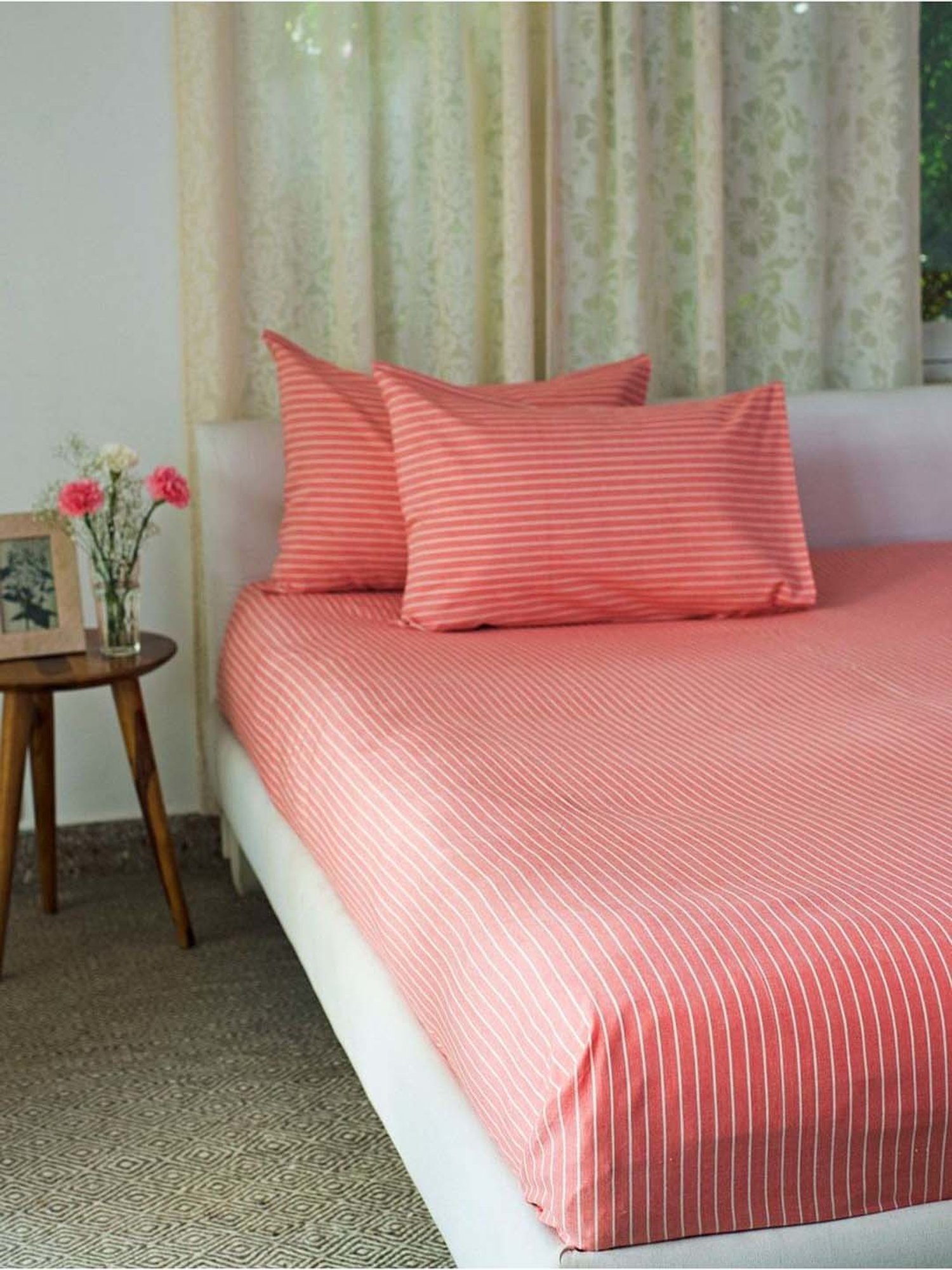 Fabindia Coral Cotton 92 TC Single Bed Sheet With Pillow Cover