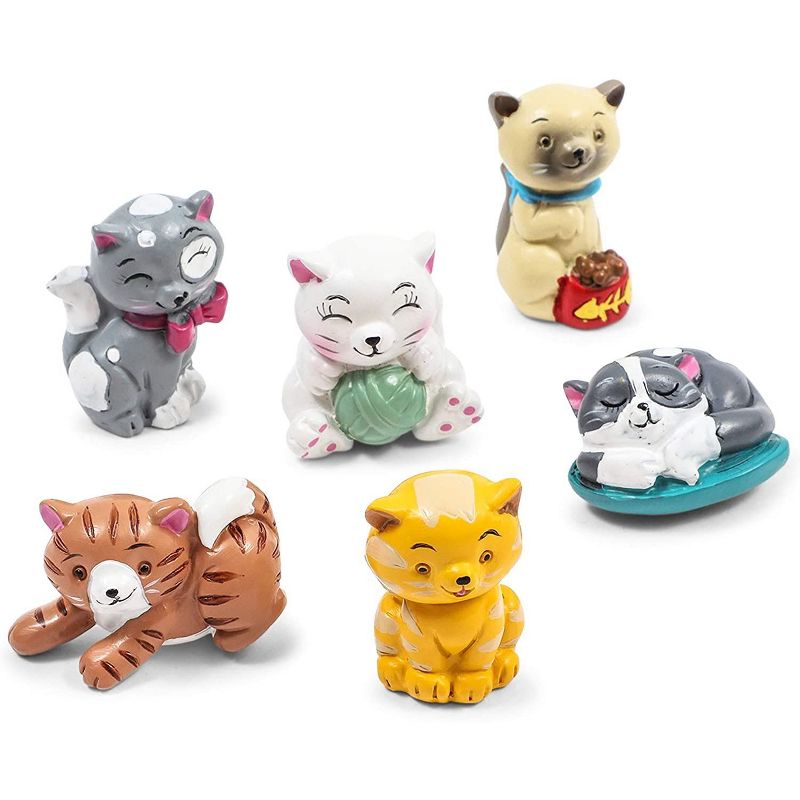 Juvale 6-Pack Cat Magnets for Fridge, Locker, and Bulletin Board (1.25" x 0.75")