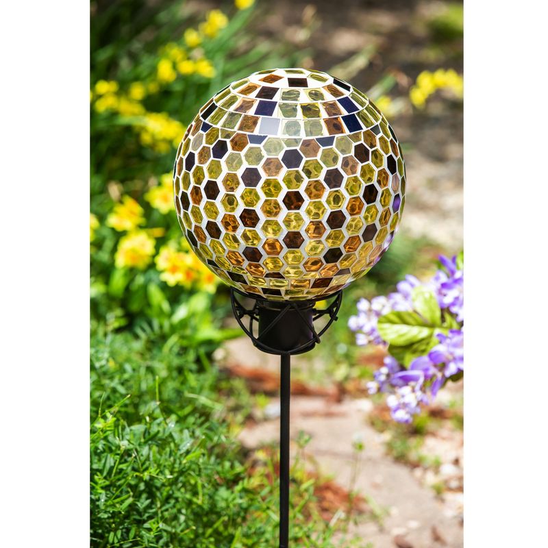 Home & Garden 10.0" Honeycomb Gazing Ball Mosaic Glass Evergreen Enterprises Inc  -  Outdoor Sculptures And Statues