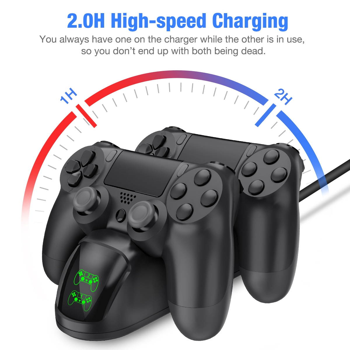 BEBONCOOL PS4 Controller Charger, Controller USB Charging Station Dock for DualShock 4, ps4 charging station for Sony Playstation4 / PS4 / PS4 Slim / PS4 Pro Controller-Black