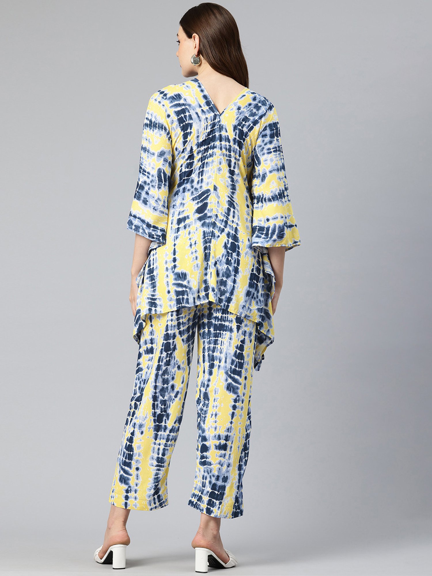 One Femme Blue & Yellow Kurta Pant Set