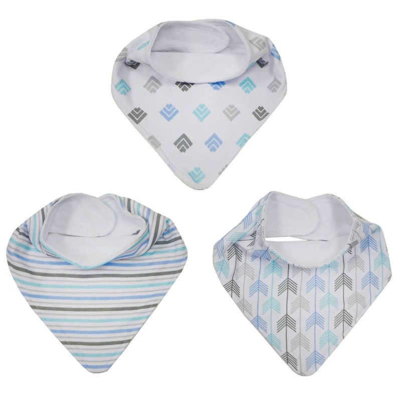 Neat Solutions Interlock/Knit Terry Bandana Bib Set - Blue Arrowhead - 3pk