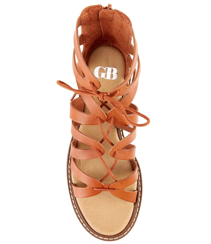 GB Whirrl-Windd Strappy Leather Lace-Up Platform Espadrille Detail Wedges