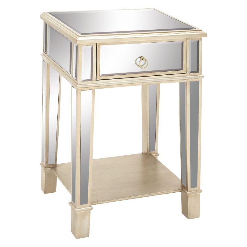 Wood and Mirror Modern Accent Table Beige - Olivia & May