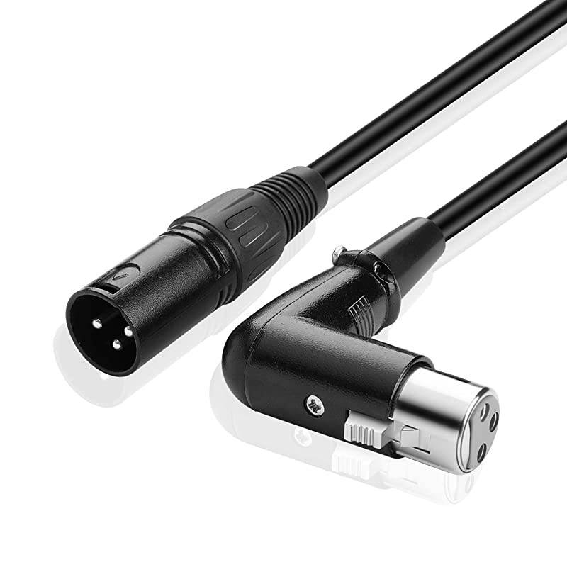 Premium Male to Female Right Angle XLR Cable Balanced 3 Pin Microphone Audio Wire Cord Interconnect Connector Plug Adapter Converter for Professional Recording Camcorders Cameras (30 Feet)