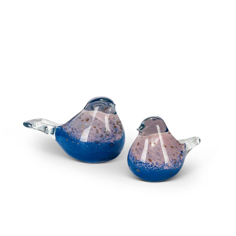 Lone Elm Studios Set of 2 Assorted Hand Blown Glass Birds