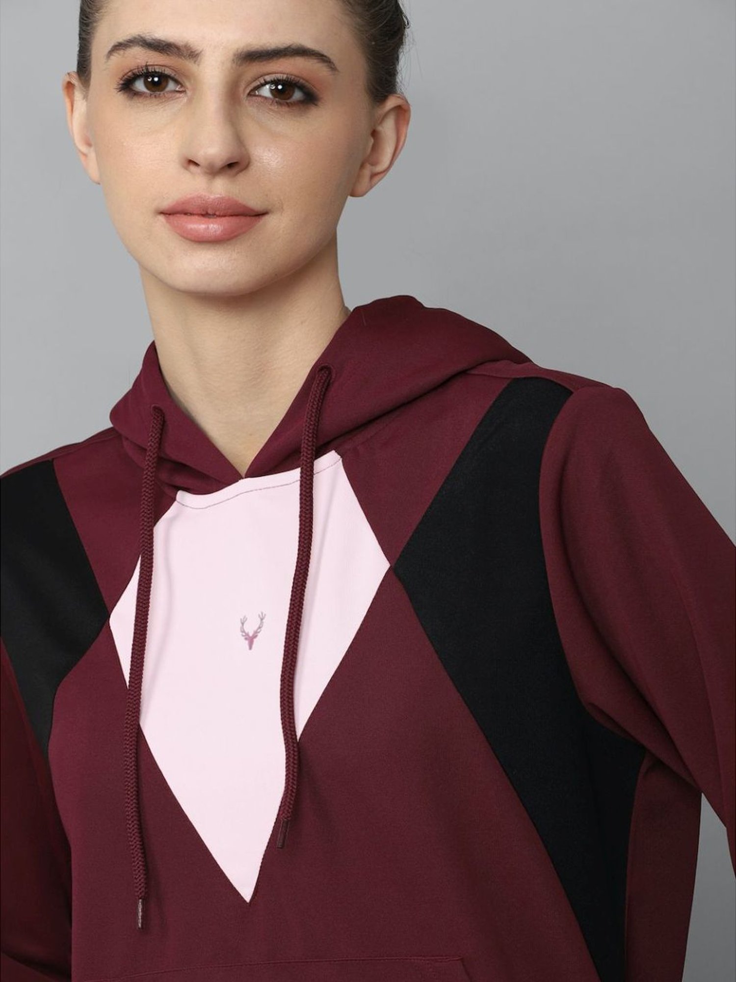 Allen Solly Maroon Cotton Printed Hoodie