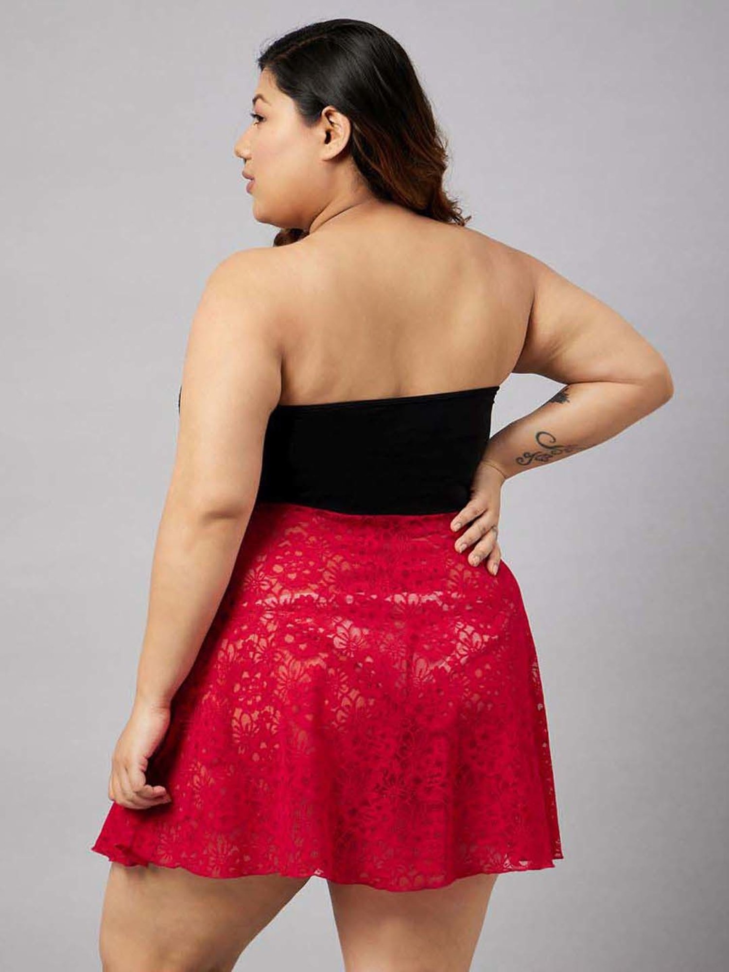 Secrets By ZeroKaata Red & Pink Lace Work Babydoll with Panty - Pack Of 2