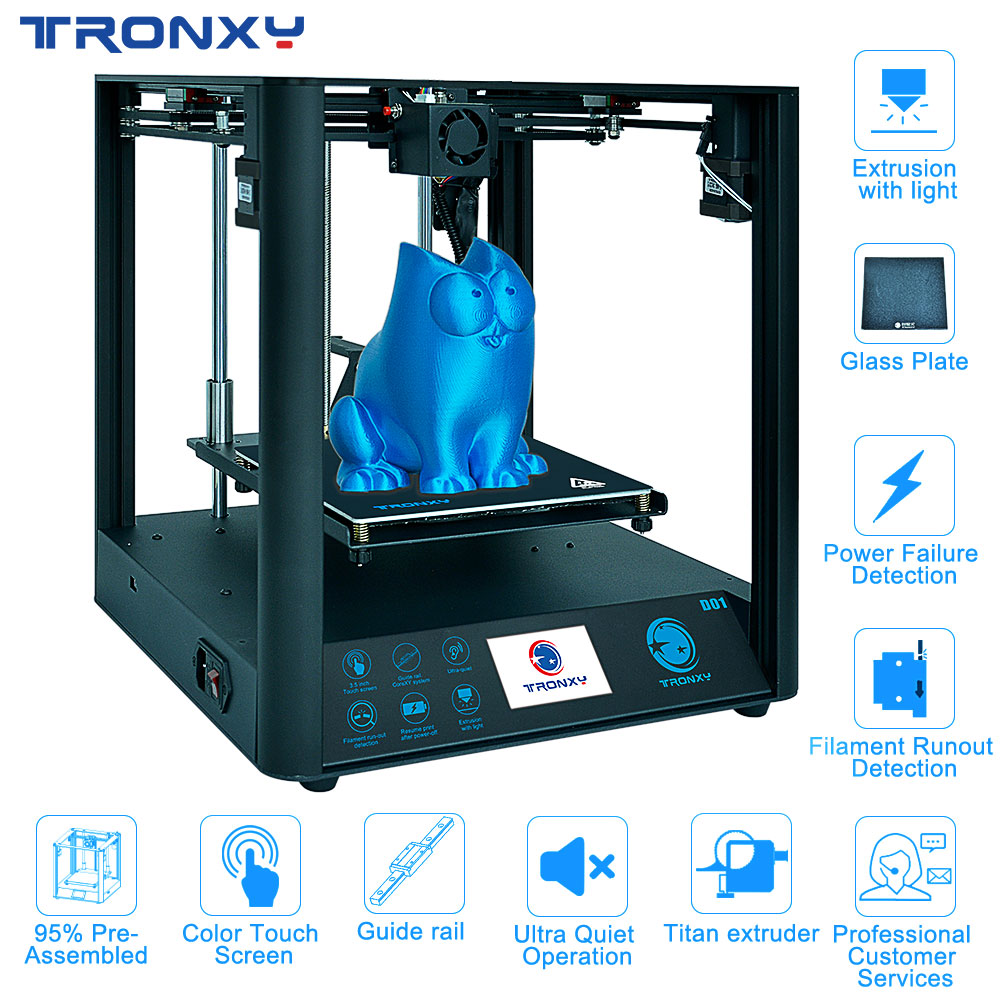 TRONXY D01 Quickly Assemble 3D Printer Ultra Quiet Mode Titan Extruder Acrylic Mask Power Recovery Filament Detection