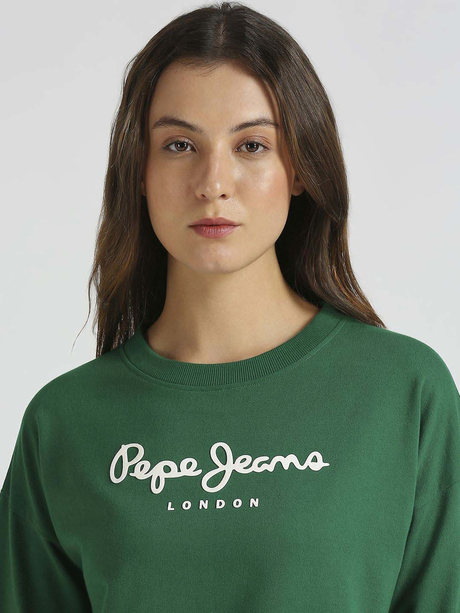 Pepe Jeans Green Cotton Printed Sweatshirt