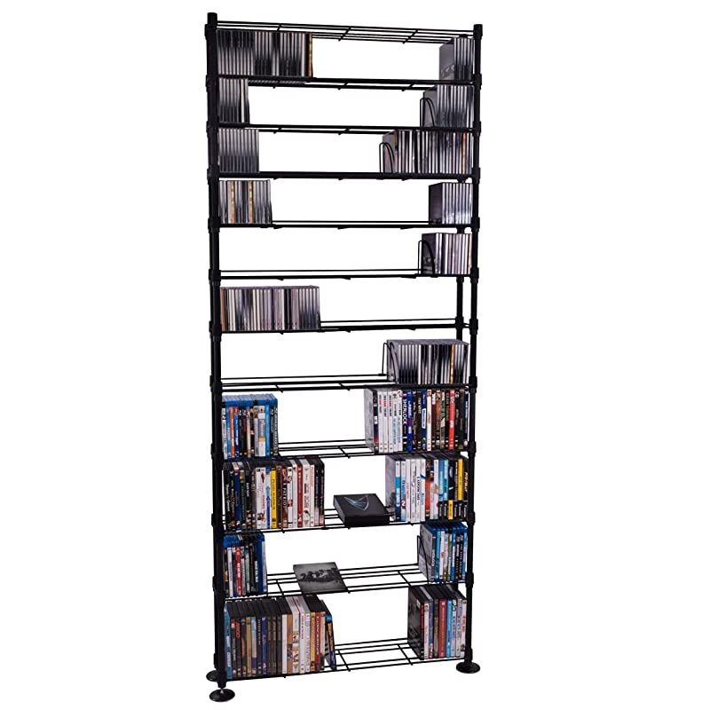 Maxsteel 12 Tier Shelving - Heavy Gauge Steel Wire Shelving for 864 CD/450 DVD/Blu-Ray/Games in Gunmetal,38408071