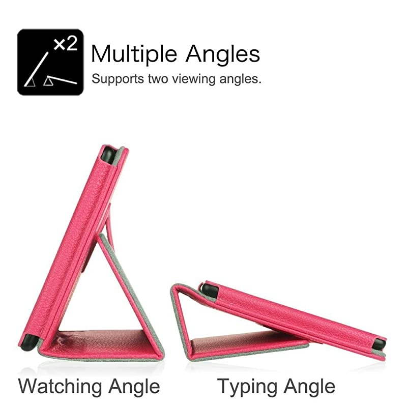 Case for  Fire HD 8" 2018/2017, Auto Sleep/Wake (8th and 7th Generation) Fire HD 8 PU Leather Folding Folio Smart Cover Case For Fire HD 8 Inch 2018/2017 Release (Hot Pink)