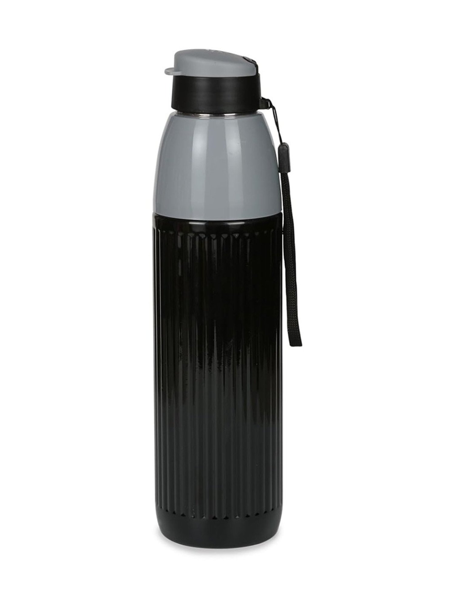 Varmora Veto Black Stainless Steel Insulated Inner Steel Outer Plastic Water Bottle - 700 ml