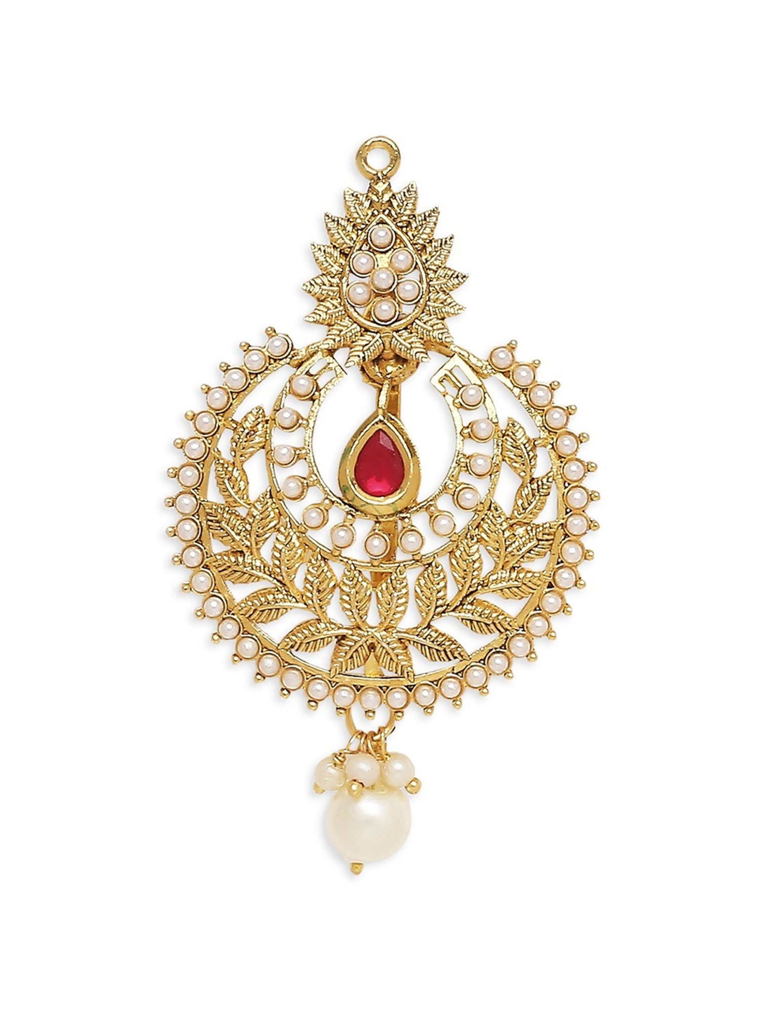 OOMPH Gold Tone Kundan Ethnic Chandbali Style Hair Bun Pin Juda Pin