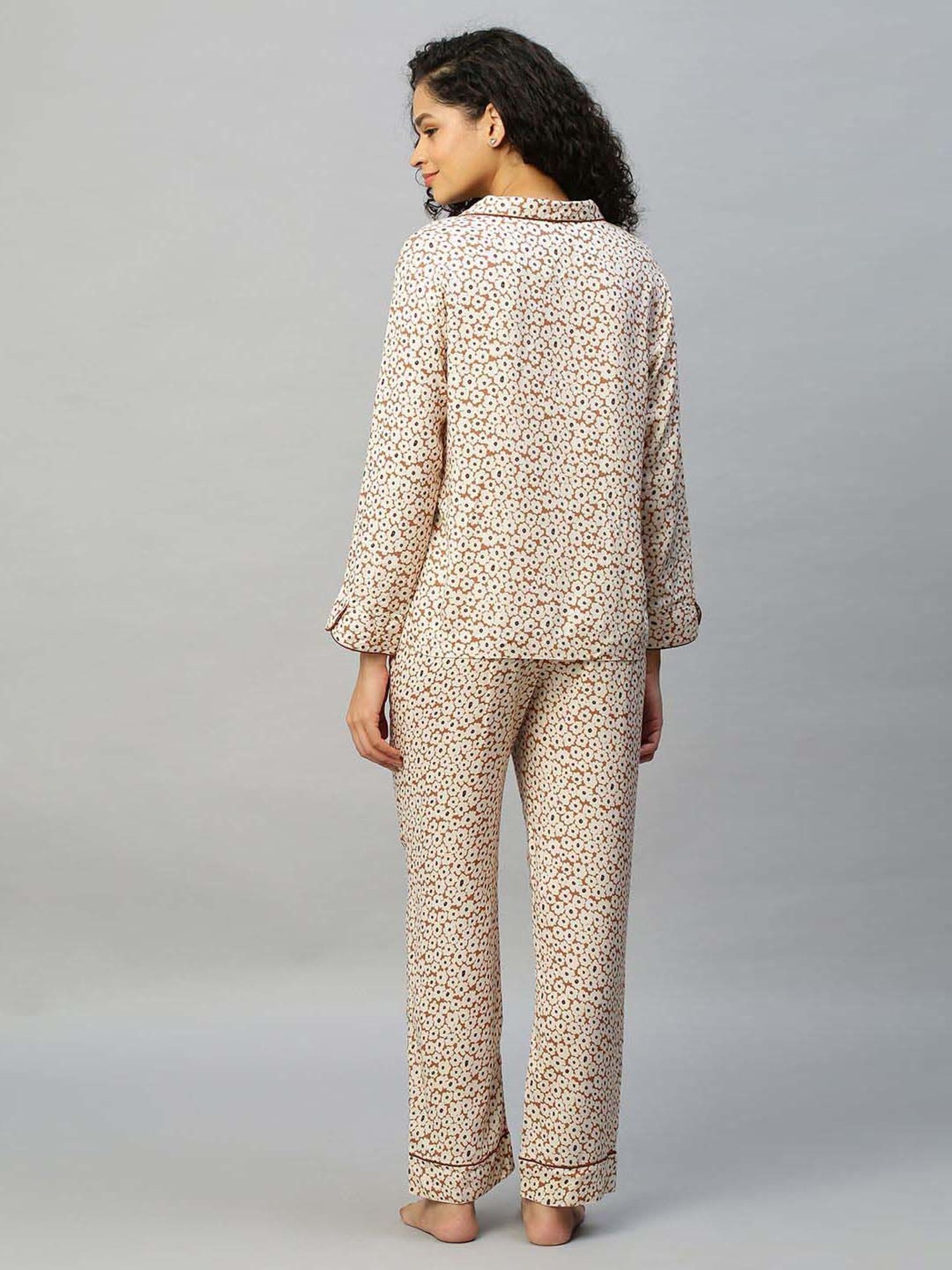 Chemistry Brown Printed Shirt Pyjama Set