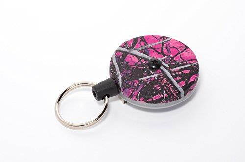 The Key-Bak Original 485R-HDK with 48" Kevlar Cord, Steel Belt Clip, 8 oz. Retraction Force & Split Ring (Muddy Girl Pink)
