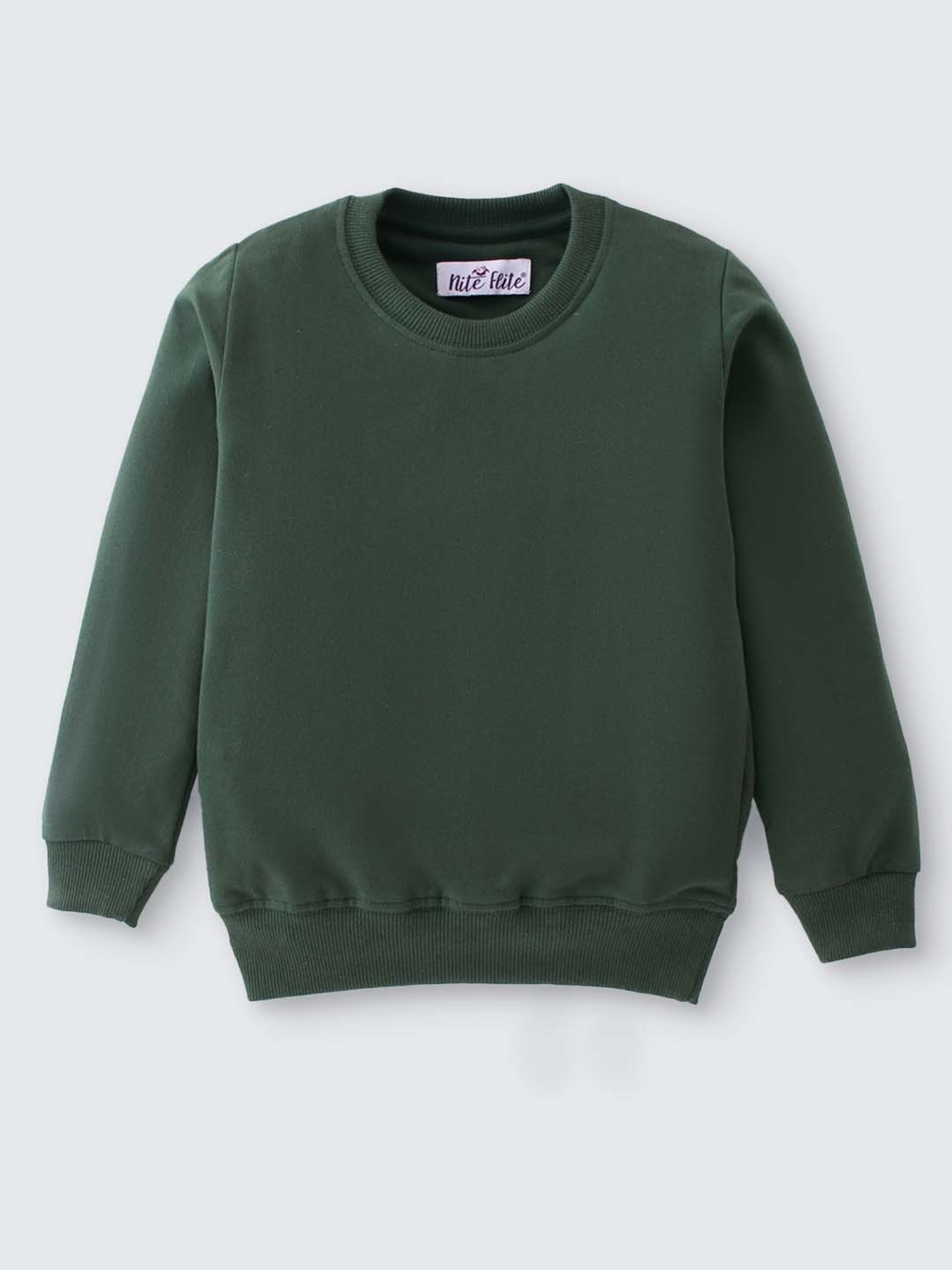 Nite Flite Kids Olive Cotton Regular Fit Full Sleeves Sweatshirt Set