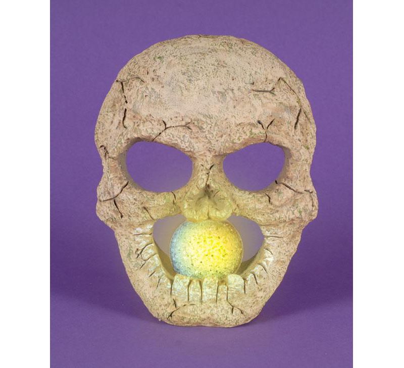 Lynn Roberts 8.5" Prelit LED Color Changing Flickering Skull Halloween Decoration - Beige