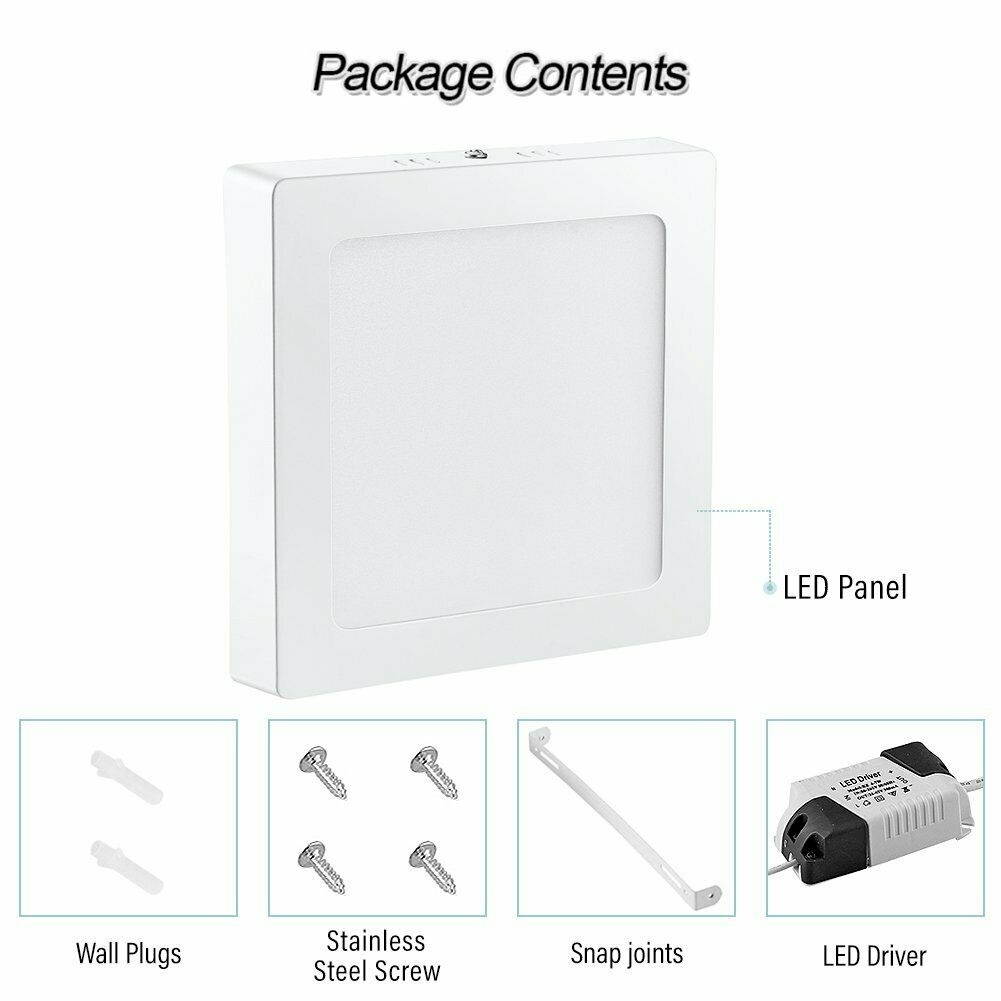 6W 12W LED Ceiling Pane Light Square Bedroom Kitchen Wall Downlight Fixture