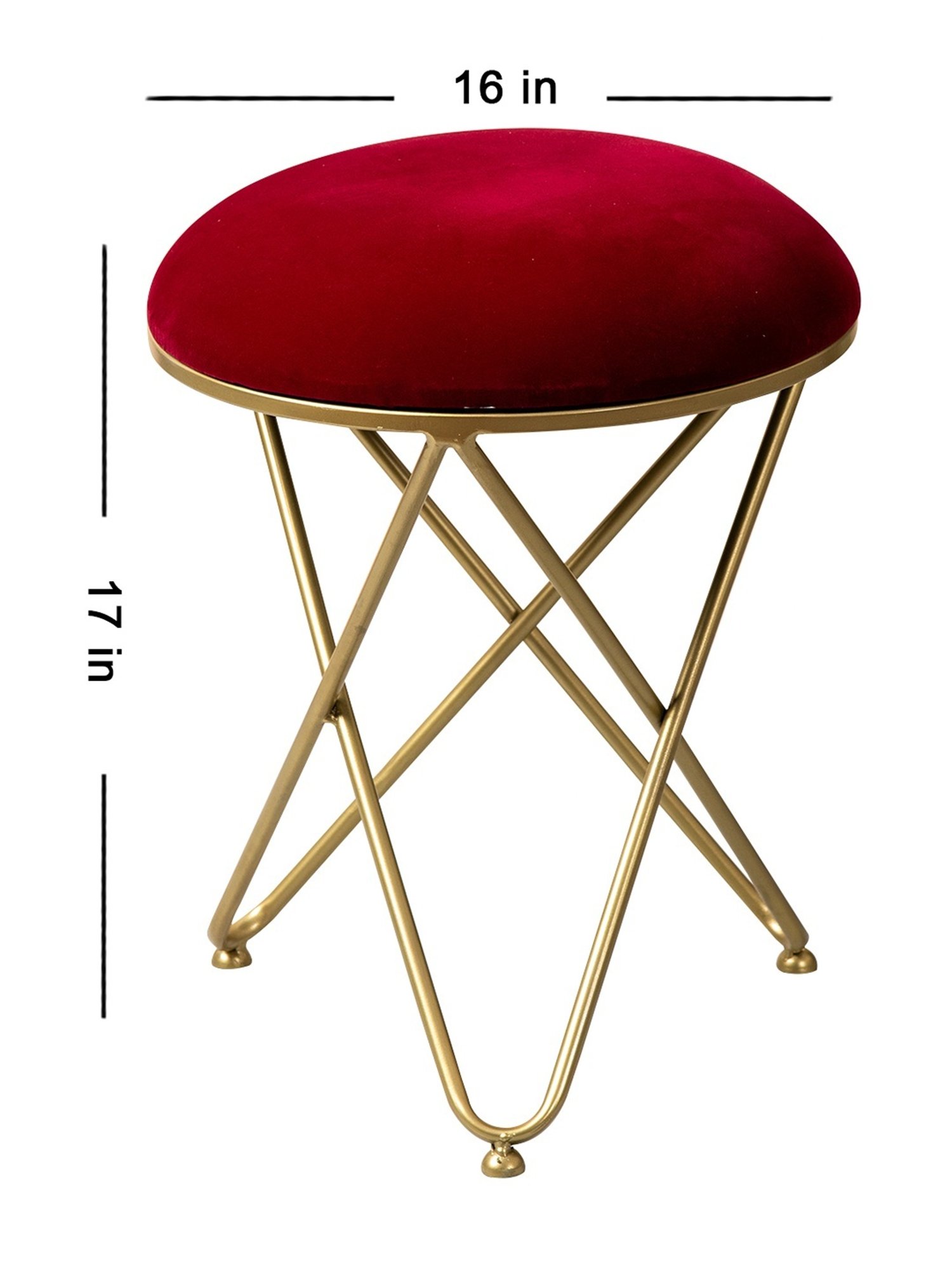 Nestroots Solid Maroon Velvet Puffy Pouffes Foot Stool Ottoman