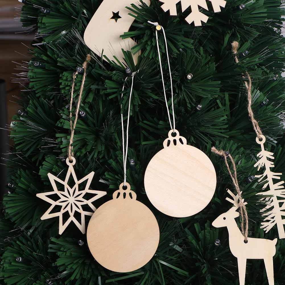 10pcs Christmas Wooden Hanging Decor Embellishments for Christmas Tree Home Wall Decor (Christmas Ball)