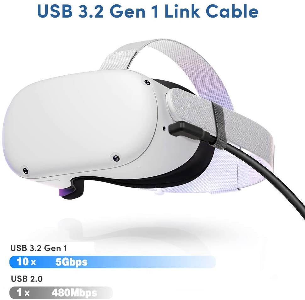 USB A to USB C Cable 10ft/3M for Oculus Quest 2, USB 3.2 Type C to USB 3.0 Cable High Speed Data Transfer & 3A Fast Charging Cord Compatible with Quest/Quest 2, Gaming PC, VR Headset, 4K Displays