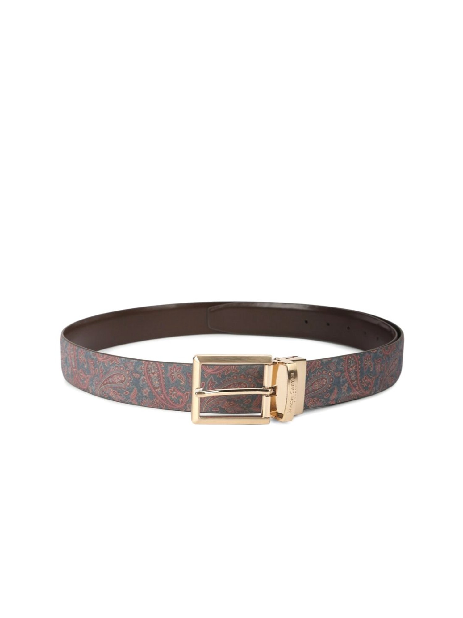 Simon Carter Multicolor Leather Printed Reversible Belt for Men