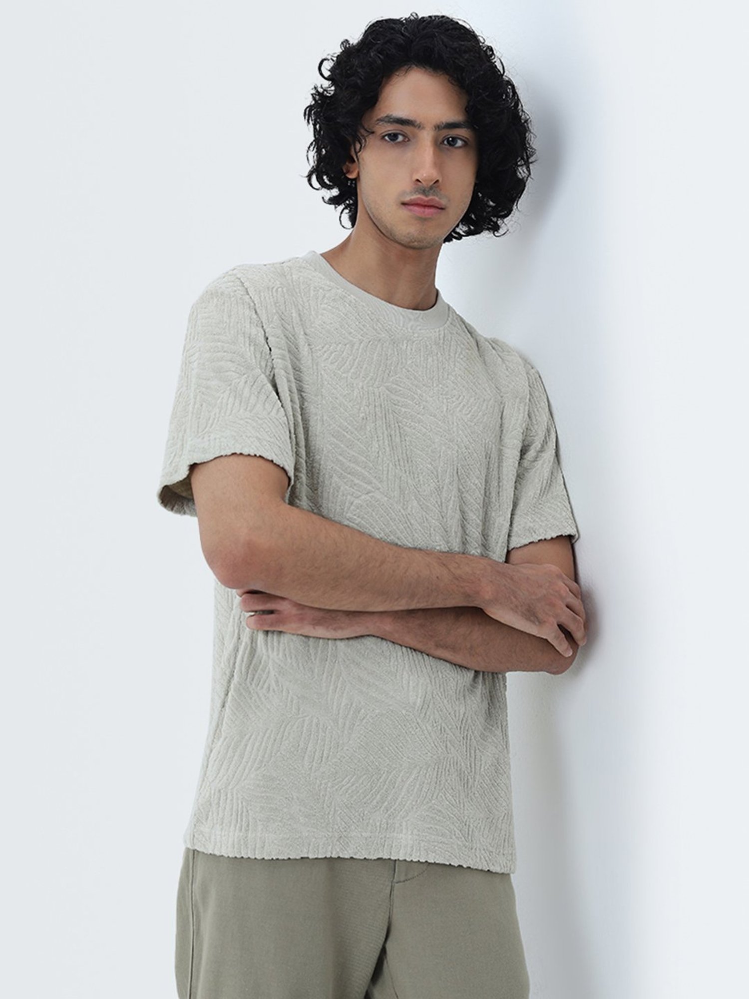 ETA by Westside Sage Self-Textured Slim-Fit Cotton T-Shirt