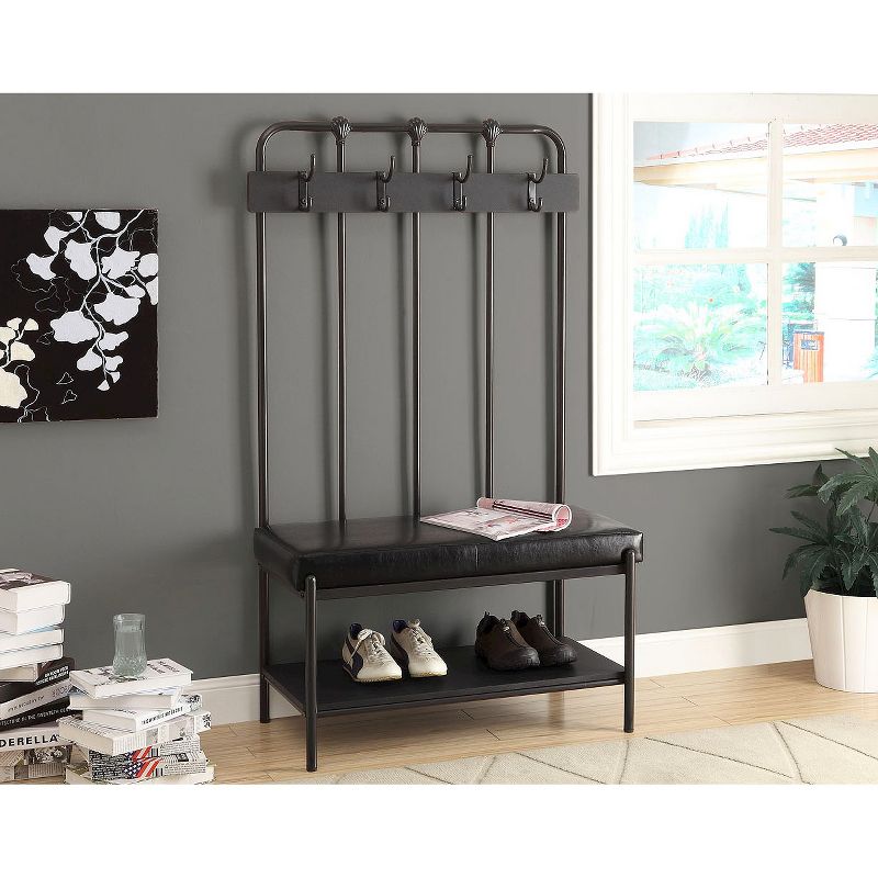 Metal Entry Bench with Coat Rack - Gray (60") - EveryRoom