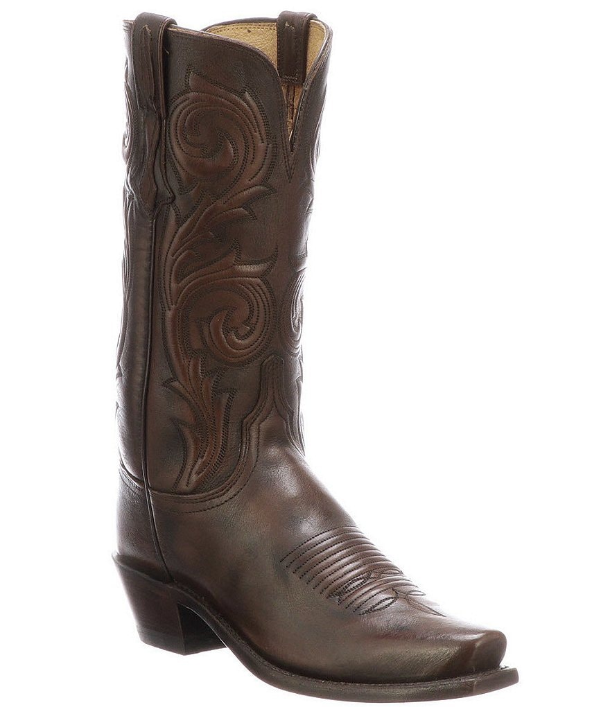 Lucchese Nicole Square Toe Leather Tall Western Boots