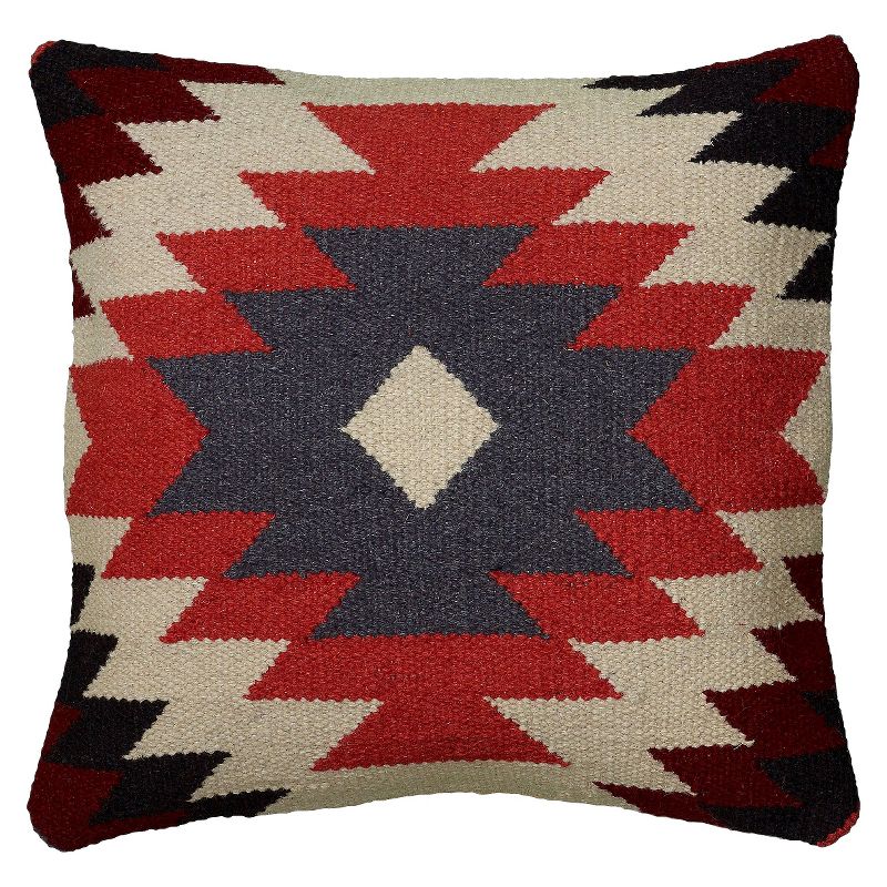 18"x18" Southwestern Striped Throw Pillow Orange/Black - Rizzy Home