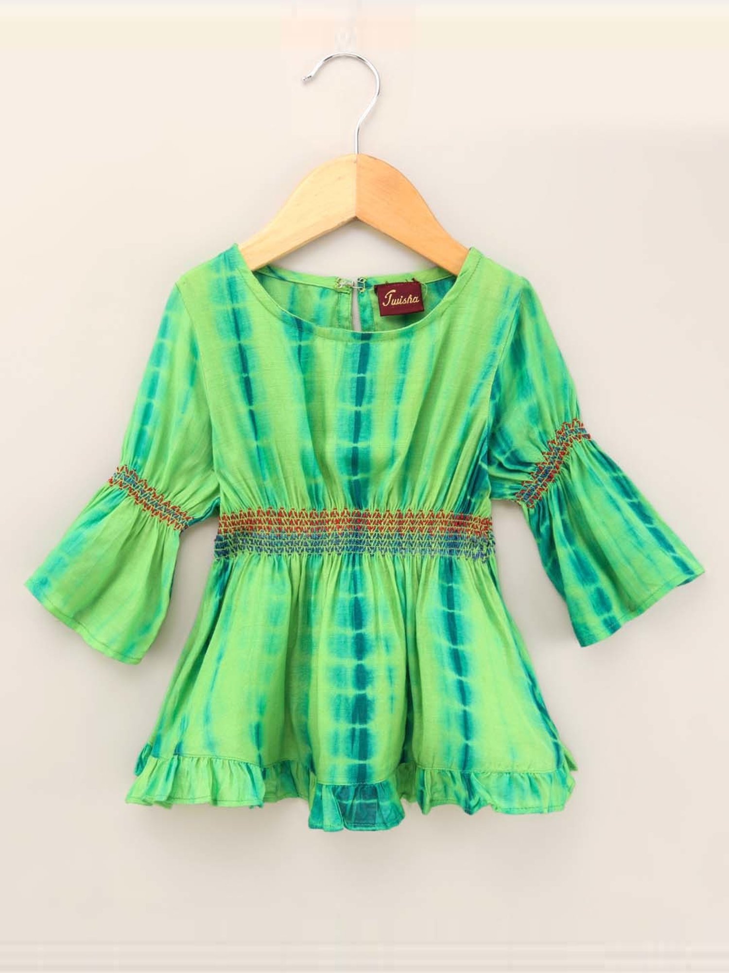 TWISHA Kids Green & Orange Over Dyed Top Set