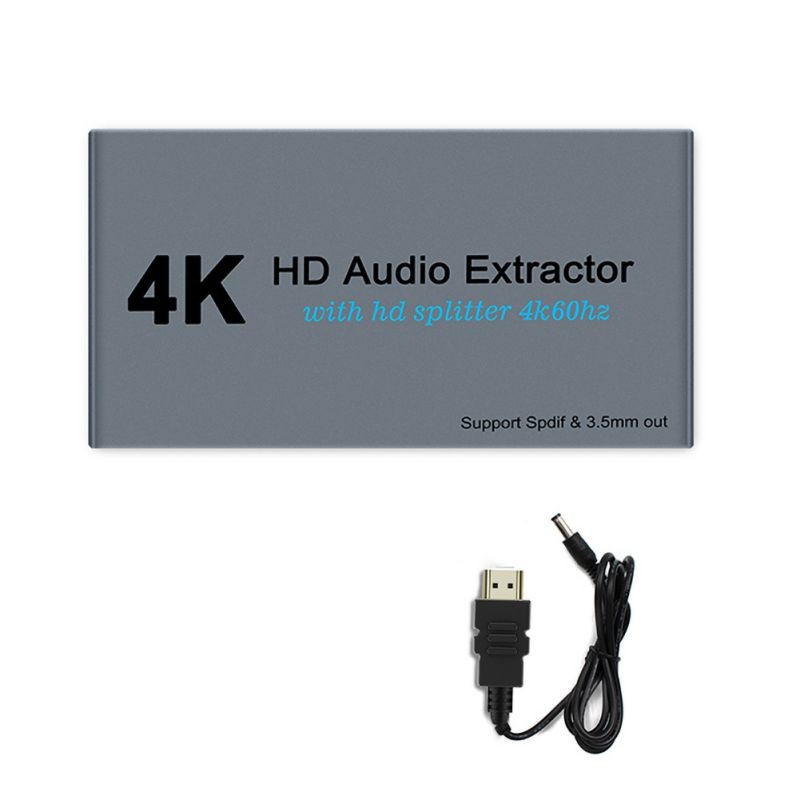 4K HDMI Audio Extractor HDMI Splitter 1x2 4K60Hz with Optical + 3.5mm Audio Out HDMI Splitter 1 in 2 Out Support HDMI 1.4 HDCP 1.4