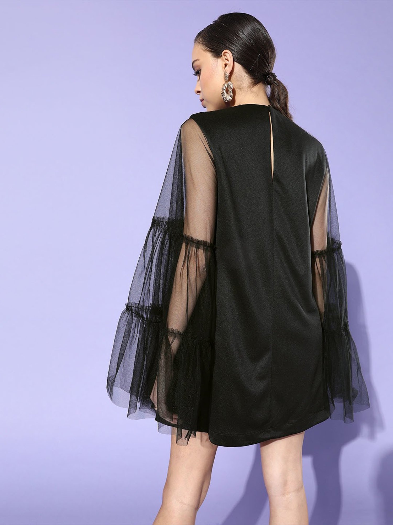 QUIERO Black Regular Fit A Line Dress