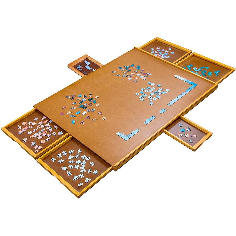 Jumbl Puzzle Board | 27" x 35" Wooden Jigsaw Puzzle Table w/ 6 Drawers | Puzzles Up to 1,500 Pieces