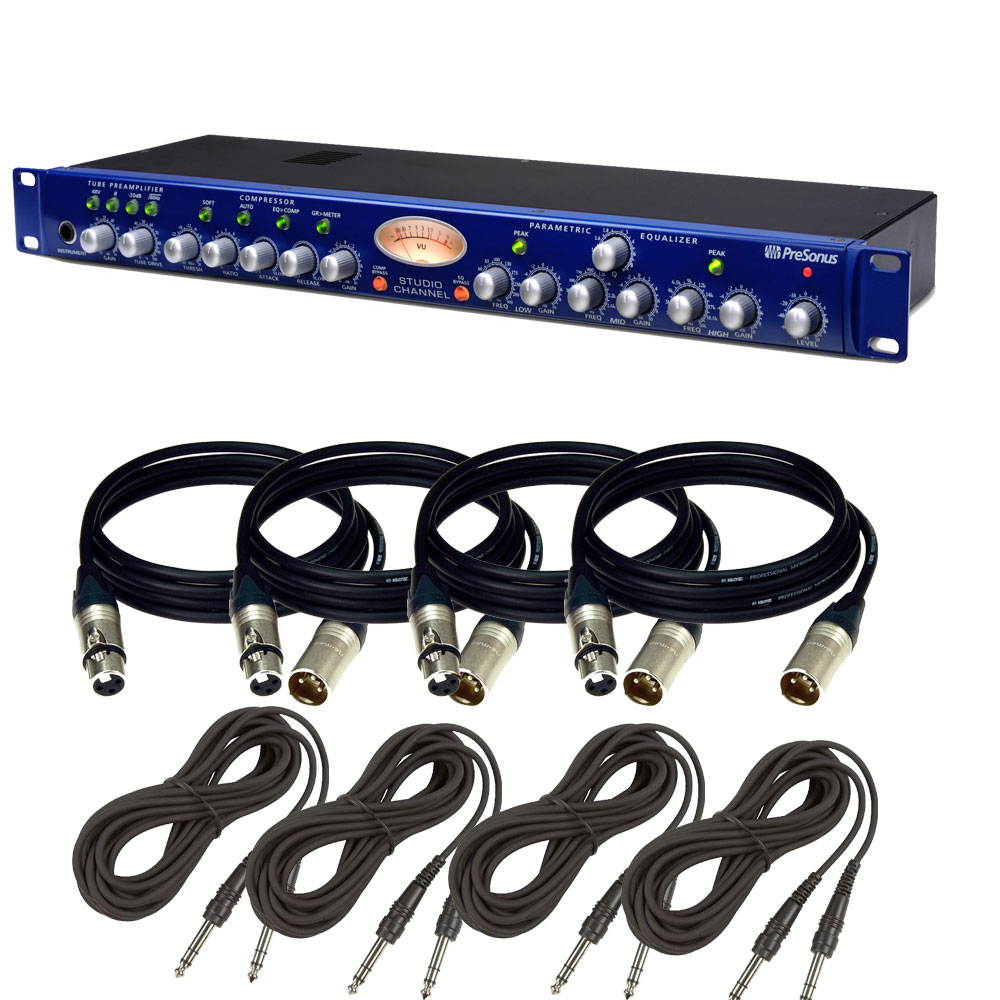 PreSonus Studio Channel Vacuum-Tube Channel Strip. With (4) XLR Cables and (4) TRS Cables.