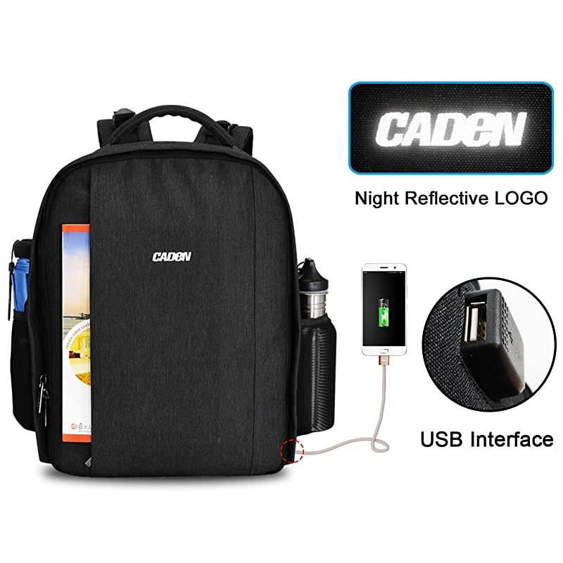 Waterproof DSLR Camera Bag Backpack Professional Large Camera Backpack with Laptop Compartment 14",Tripod Holder, USB Charging and Rain Cover for Nikon Canon Sony Mirrorless Cameras and Lenses