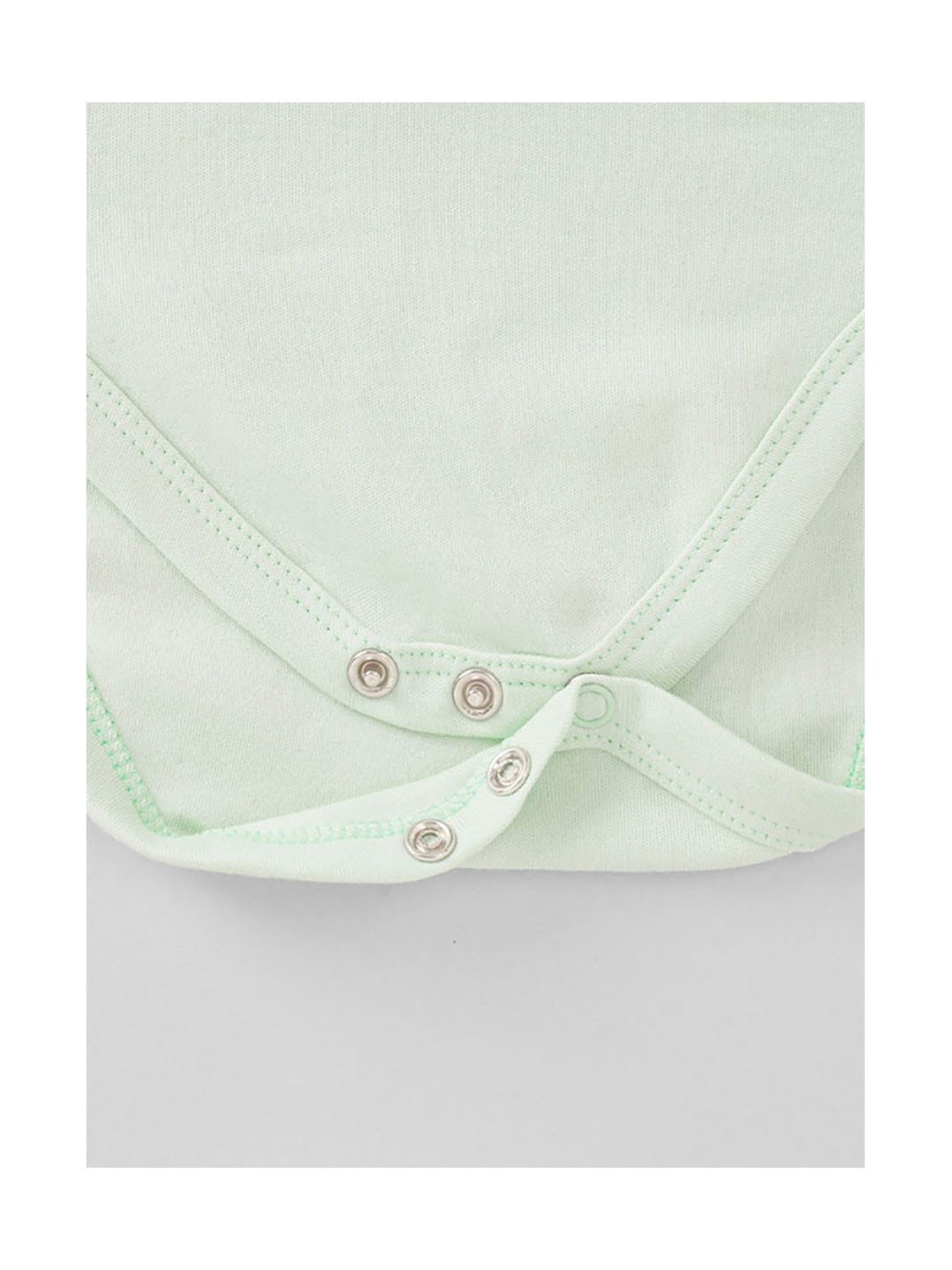 Ed-a-Mamma Baby White & Green Printed Bodysuit (Pack Of 2)