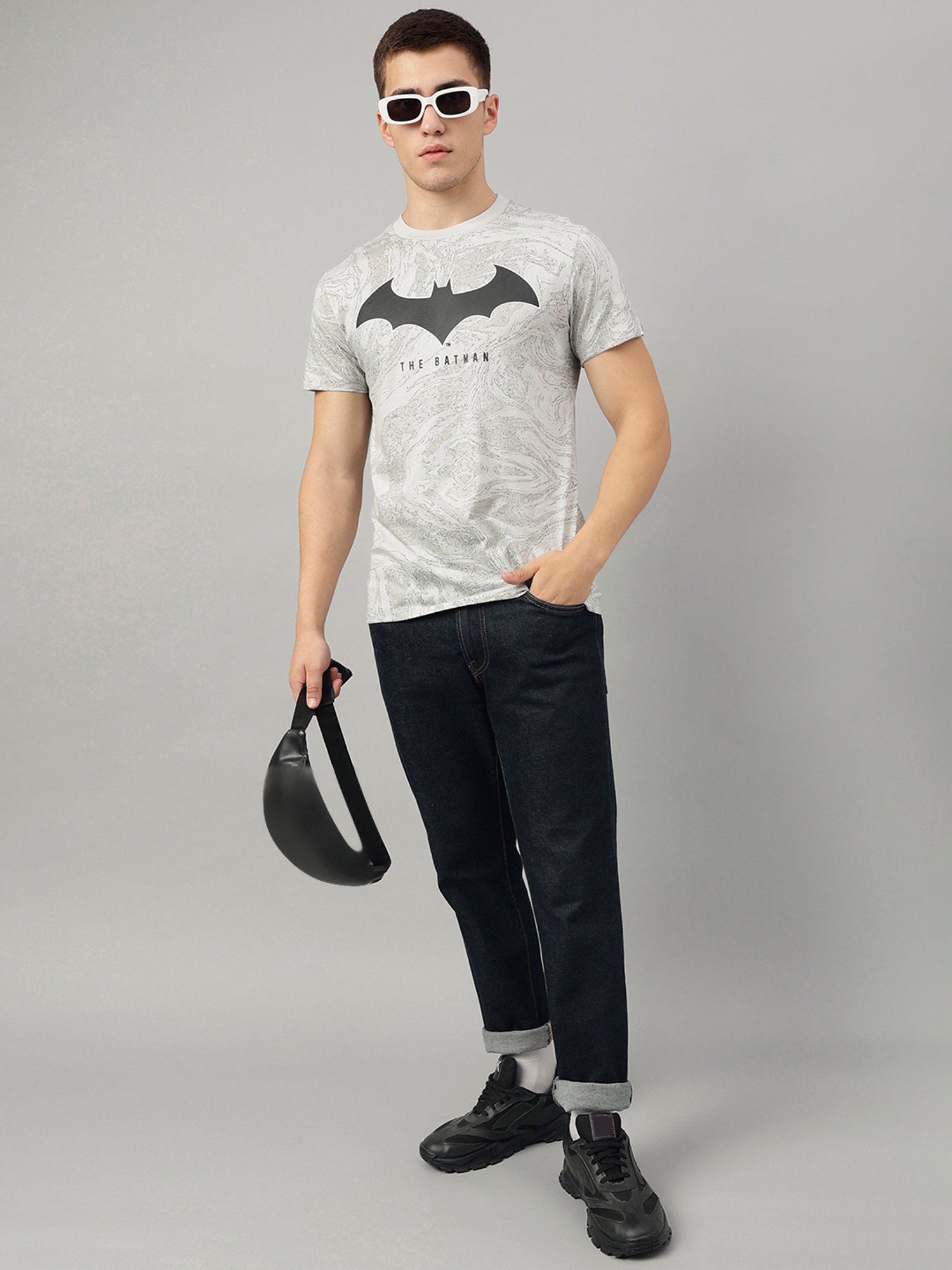 Free Authority Blue & Light Grey Regular Fit Dc Comics Printed Crew T-Shirt - Pack of 2